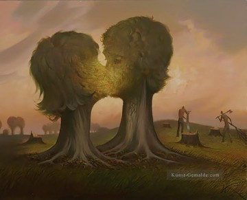 Strahl der Hoffnung Surrealismus küssen Bäume Ölgemälde